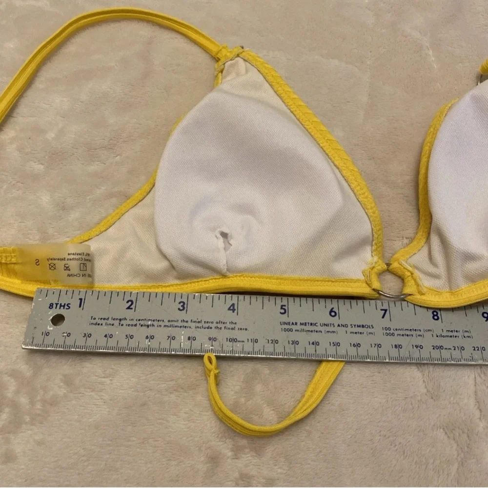 SHEIN Sunny Yellow Ribbed Bikini Top